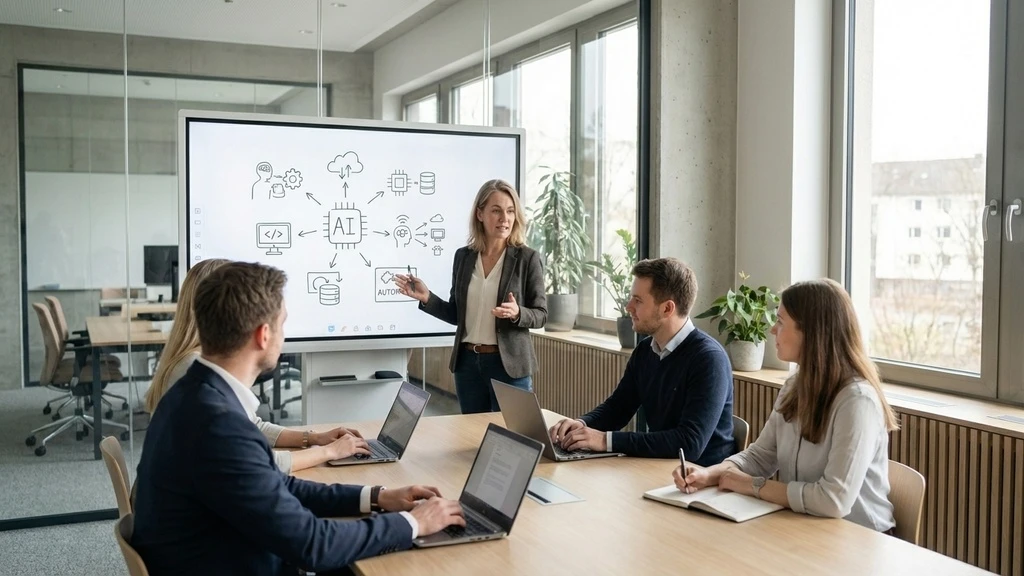 Small group of professionals in training session